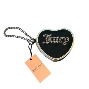 Juicy Couture Black Heart Wristlet with Chain Strap